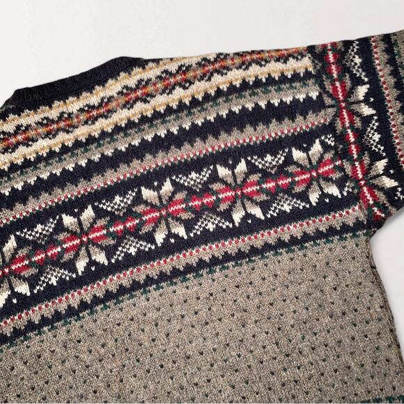 Woolrich Vintage Wool Nordic Scandi Crew Sweater XL Fair Isle Apres Ski Cozy - Picture 8 of 11